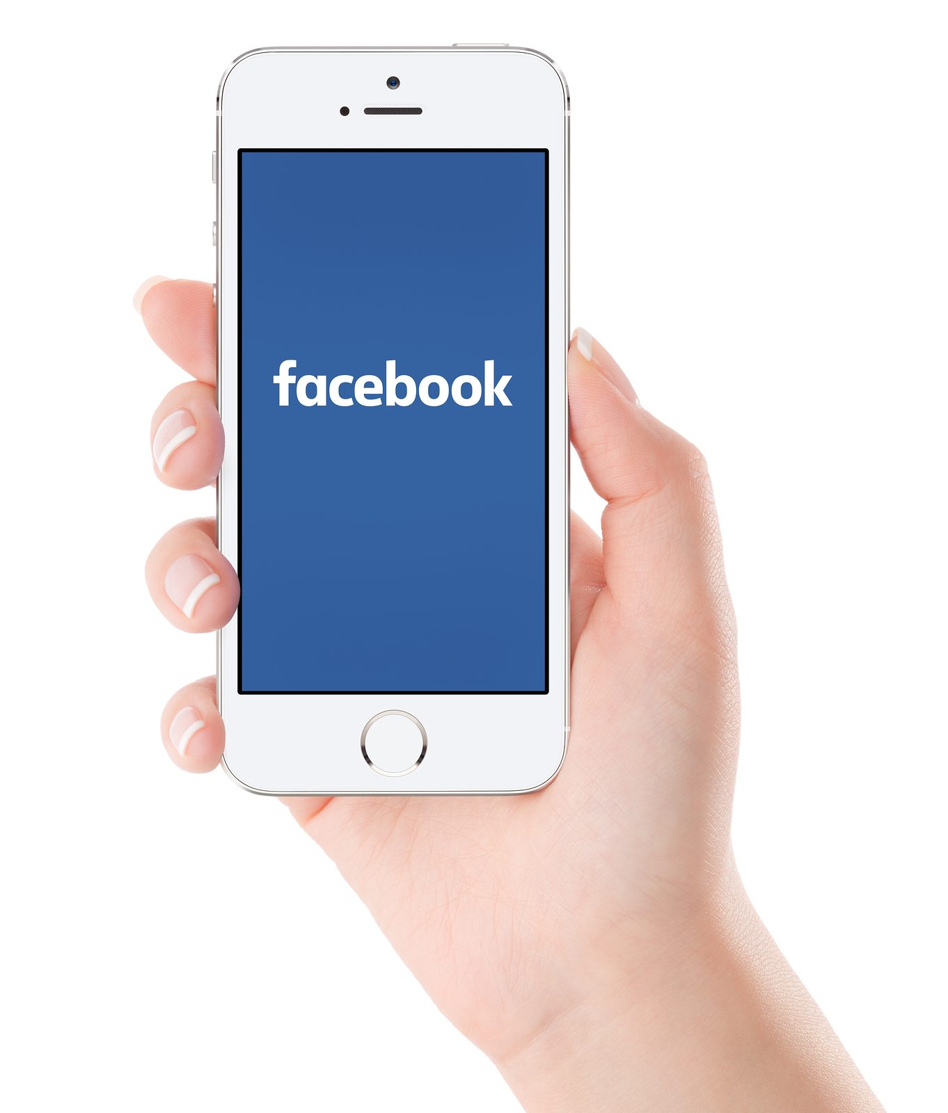 Facebook Logo On The White Apple Iphone 5S Display In Female Han