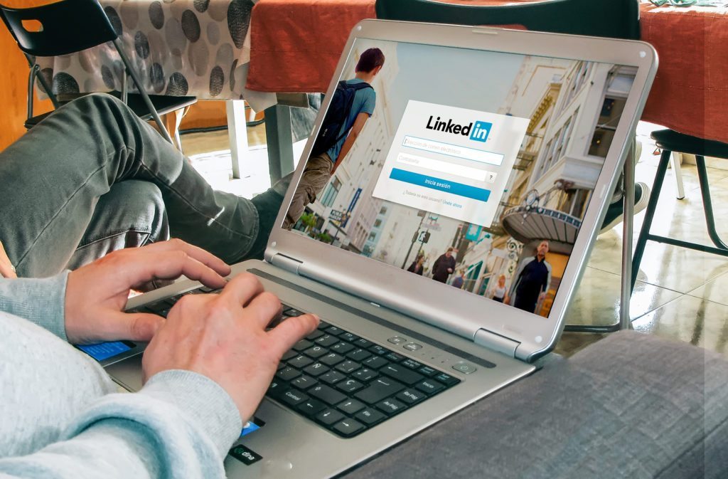 LinkedIn login page in a laptop screen. LinkedIn is a business and employment-oriented social networking service that operates via websites.
