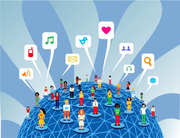 Global social media network concept